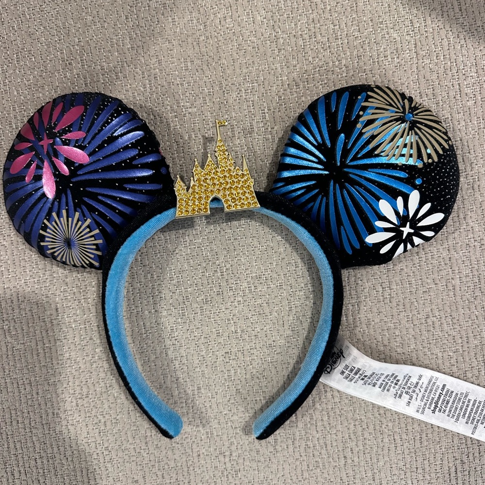 Disney Castle Fireworks Headband with Blue and Gold